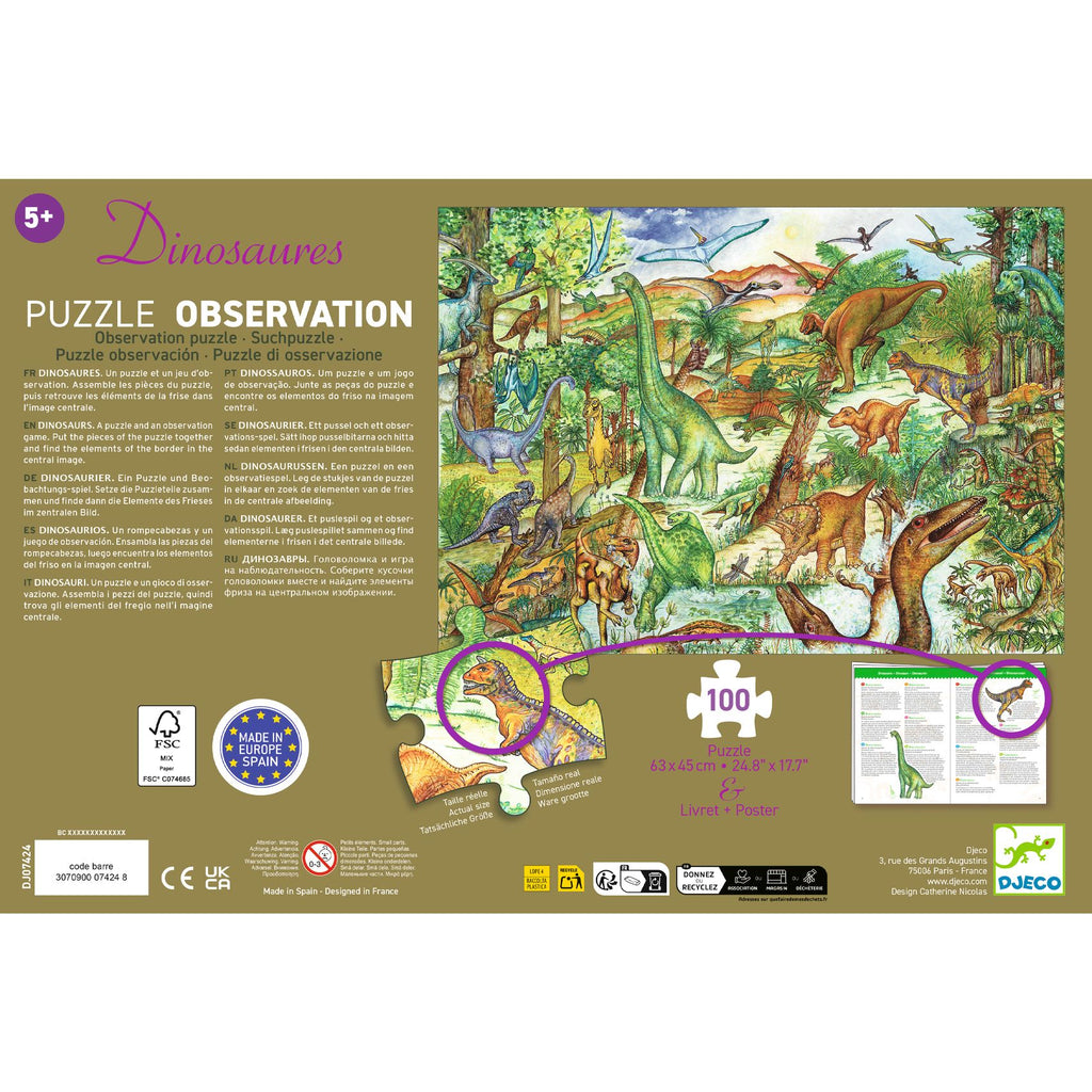 Puzzle Dinosauri con libretto - 100 pezzi