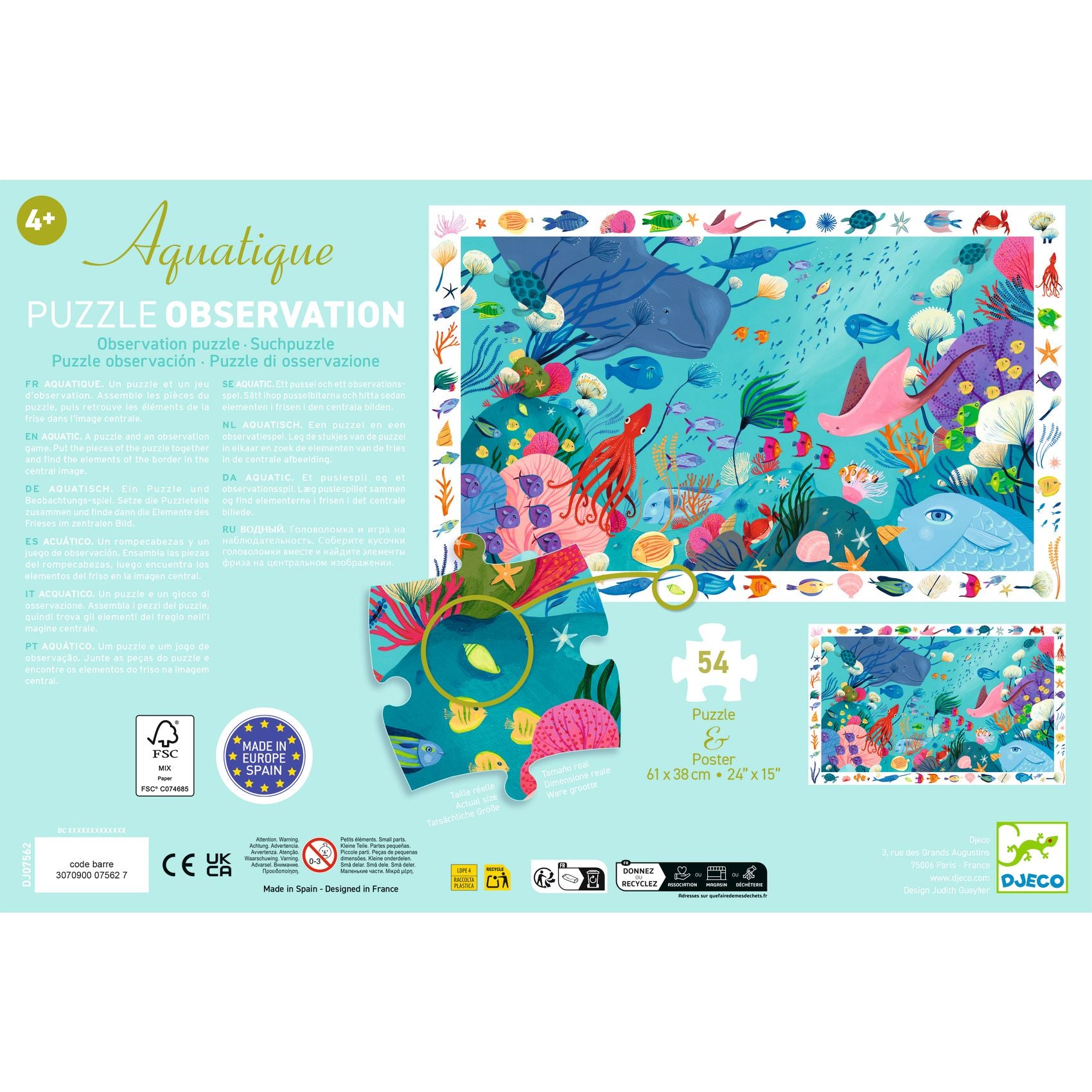 Puzzle d'Osservazione Acquatico - 54 pezzi