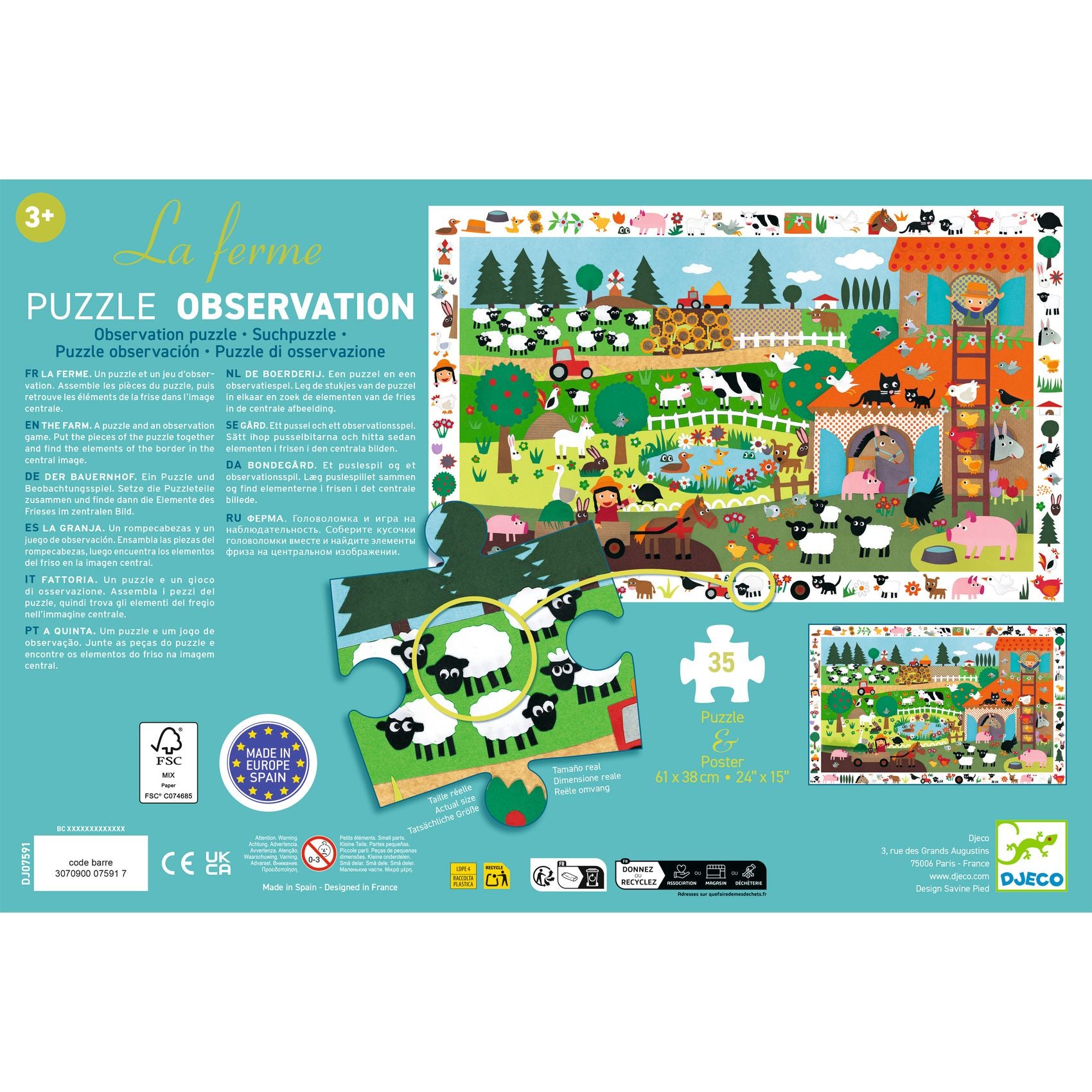 Puzzle d'Osservazione La Fattoria - 35 pezzi
