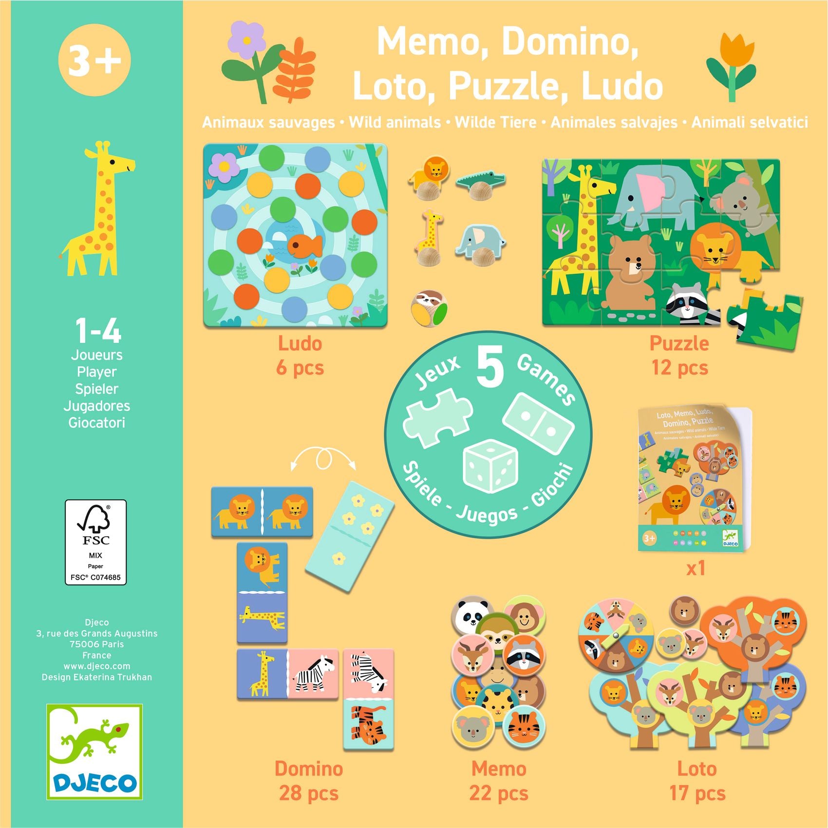 Animali Selvaggi – Set 5 giochi educativi per bambini
