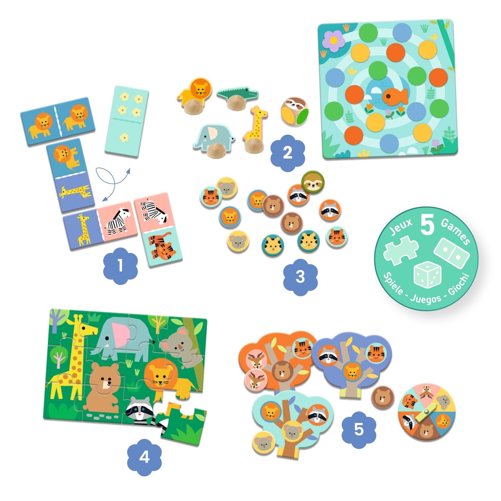 Animali Selvaggi – Set 5 giochi educativi per bambini