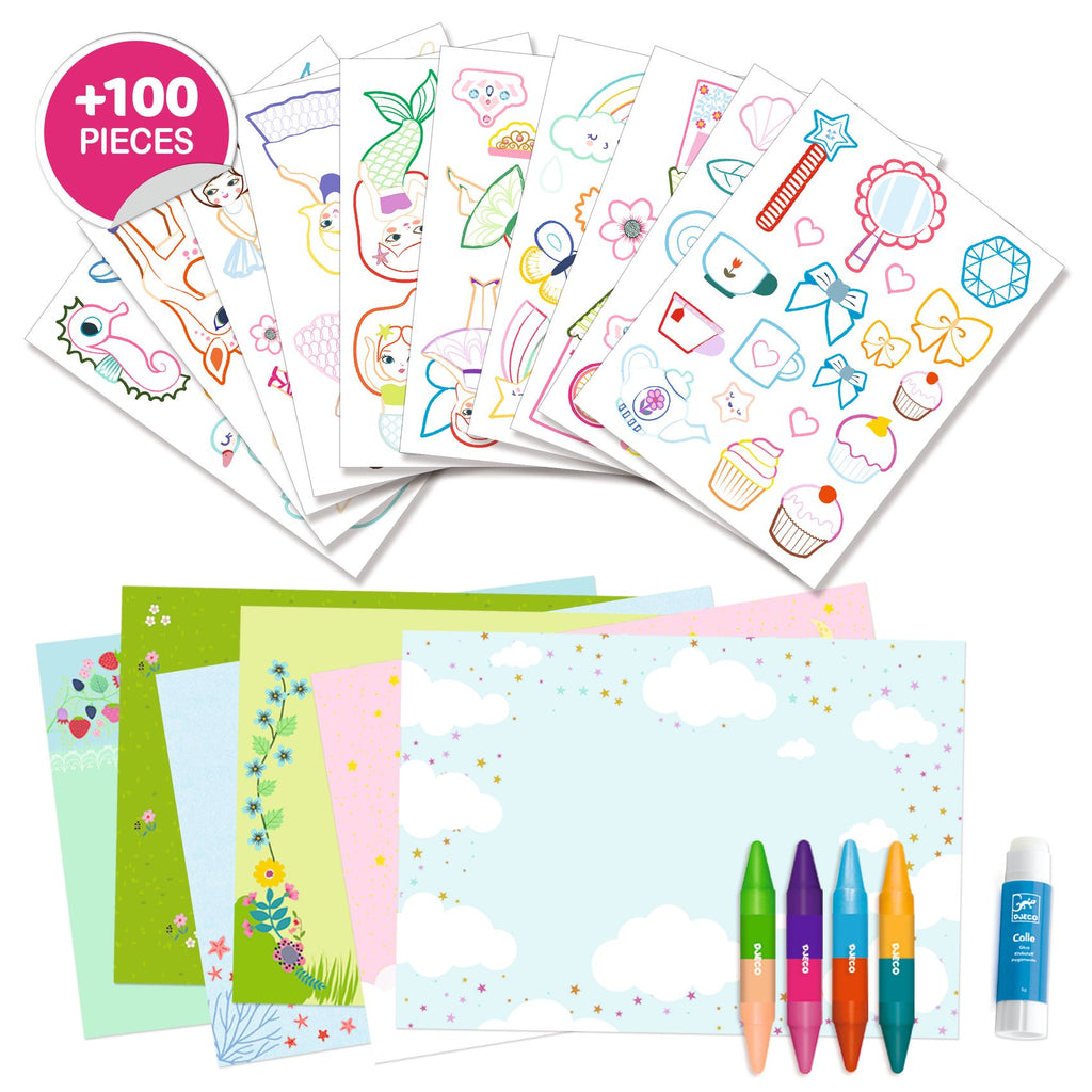 Kit Creativo - Crea, Colora, Incolla - Ragazze