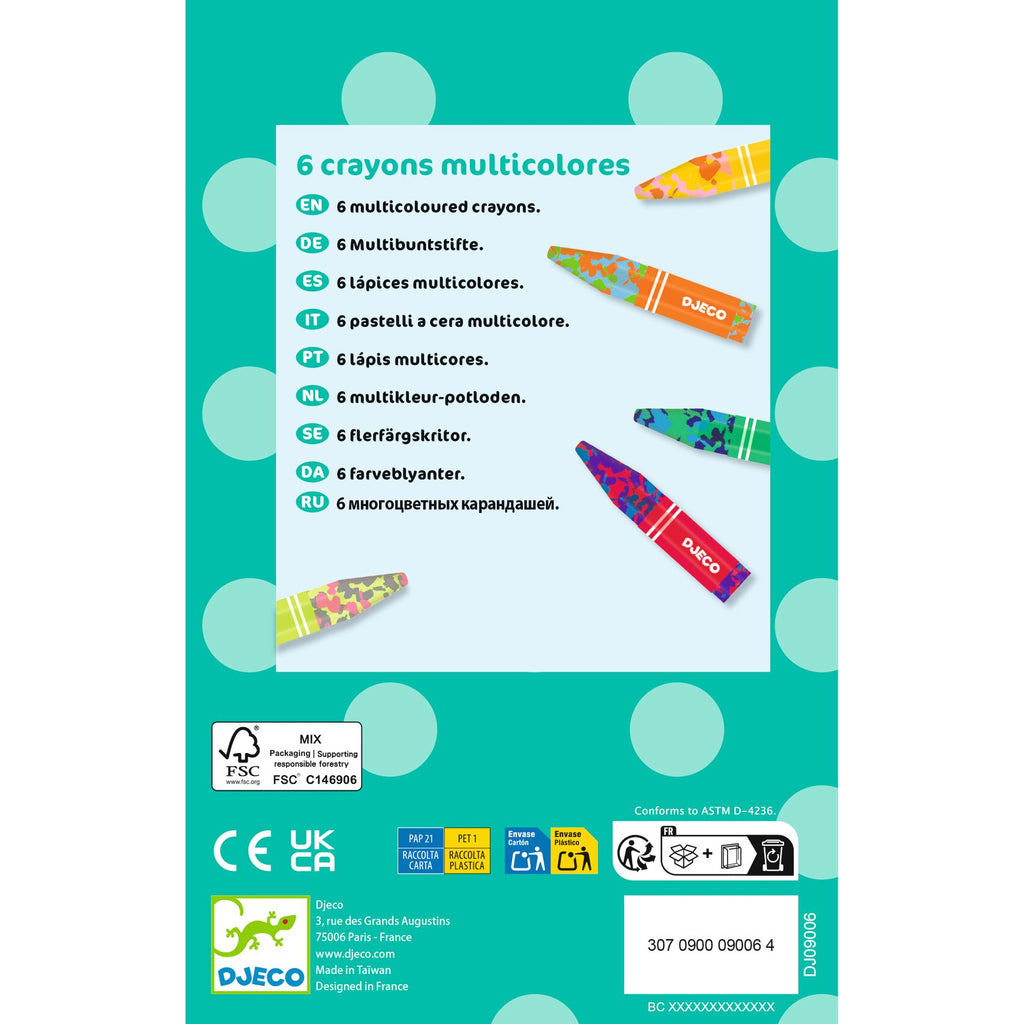 6 Pastelli A Cera Multicolori