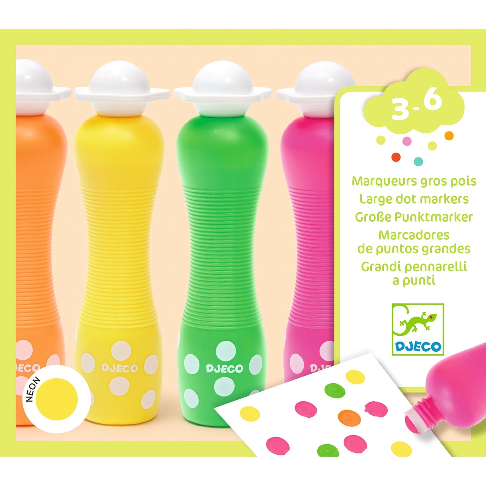 4 Tempere Con Punta In Gommapiuma - Colori Vivaci