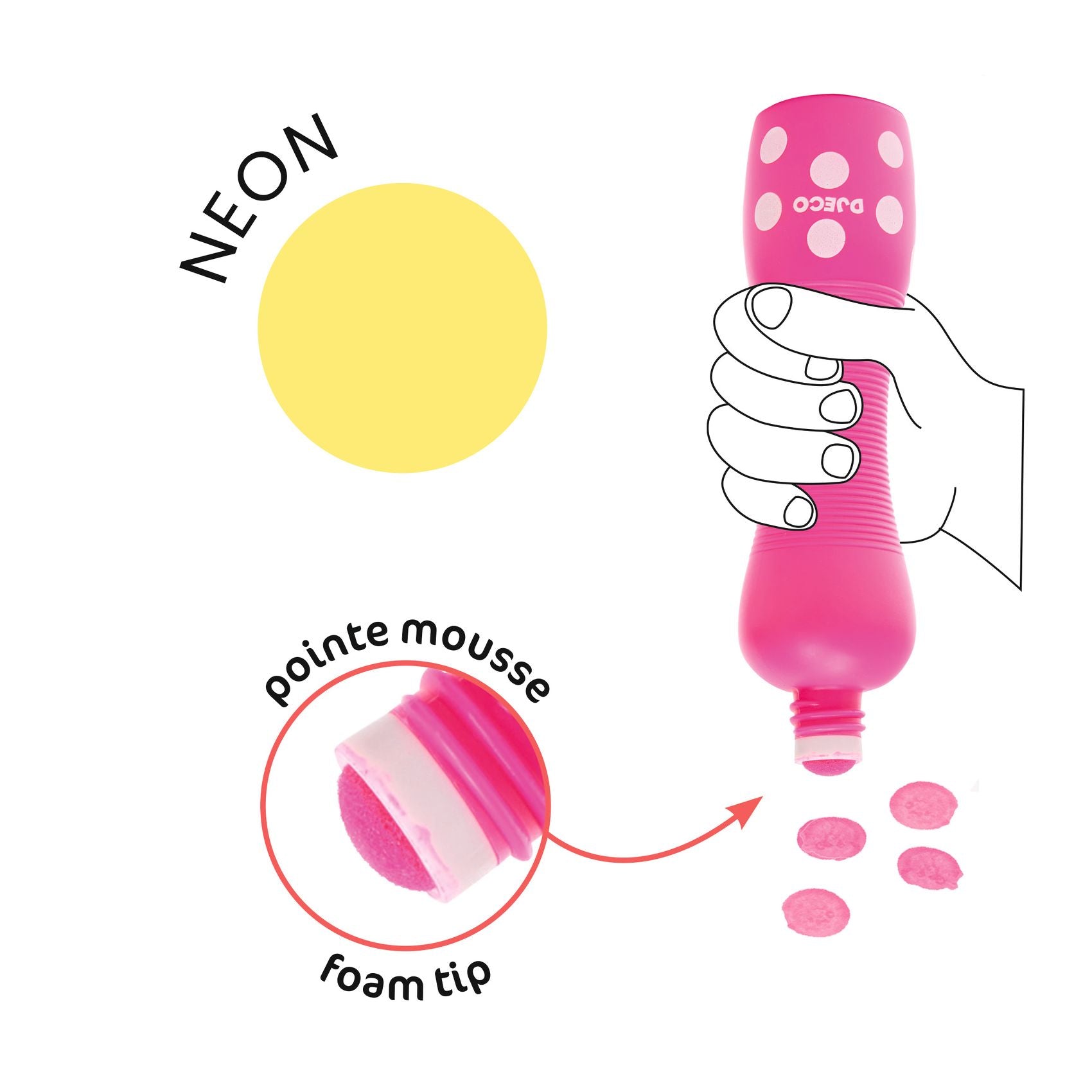 4 Tempere Con Punta In Gommapiuma - Colori Vivaci