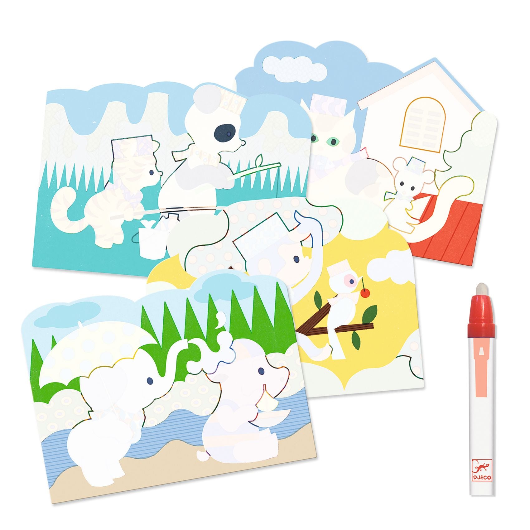 Cards Da Colorare Con Penna Ad Acqua - Nascosto Fuori