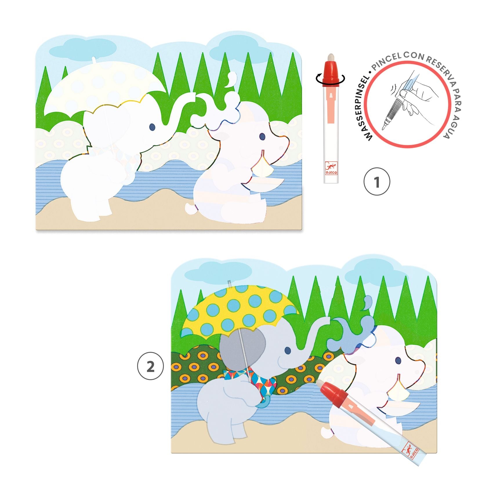 Cards Da Colorare Con Penna Ad Acqua - Nascosto Fuori