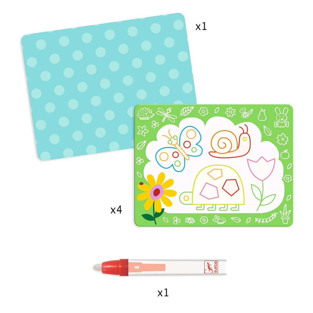 Cards Da Colorare Con Penna Ad Acqua - Farfalla e Lumaca