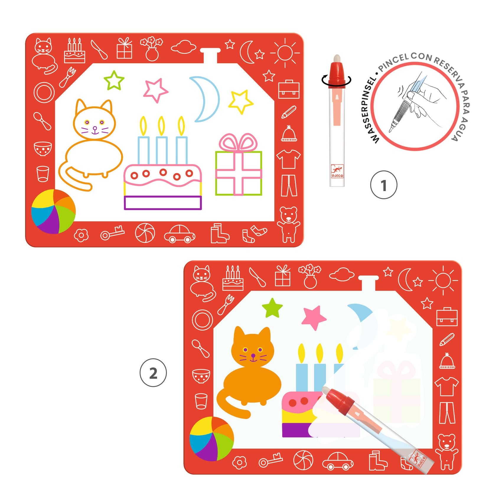 Cards Da Colorare Con Penna Ad Acqua - Farfalla e Lumaca