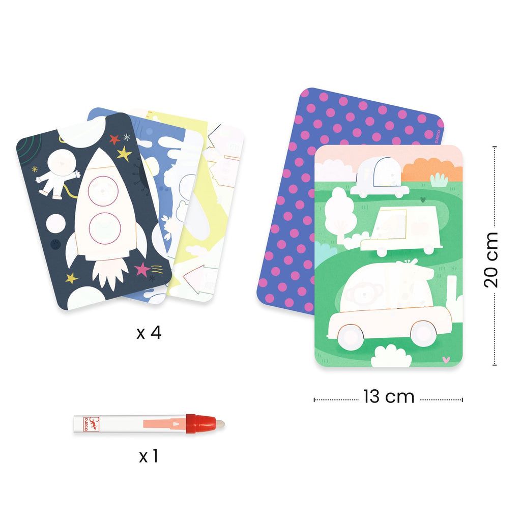 Mini Cards Da Colorare Con Penna Ad Acqua - In Viaggio