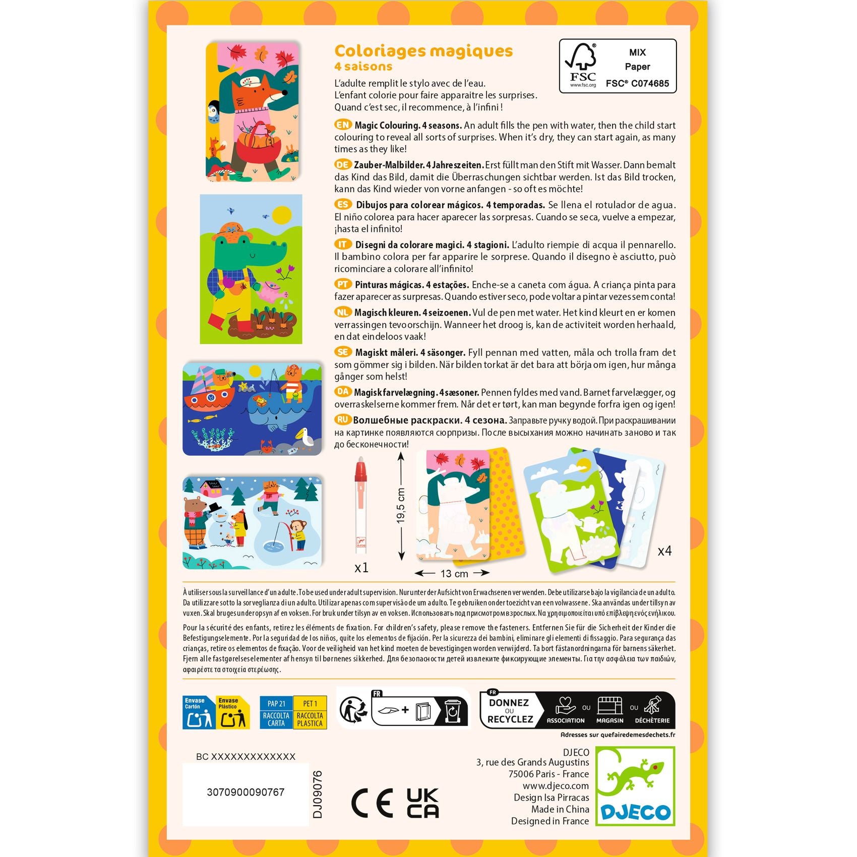 Mini Cards Da Colorare Con Penna Ad Acqua - Quattro Stagioni