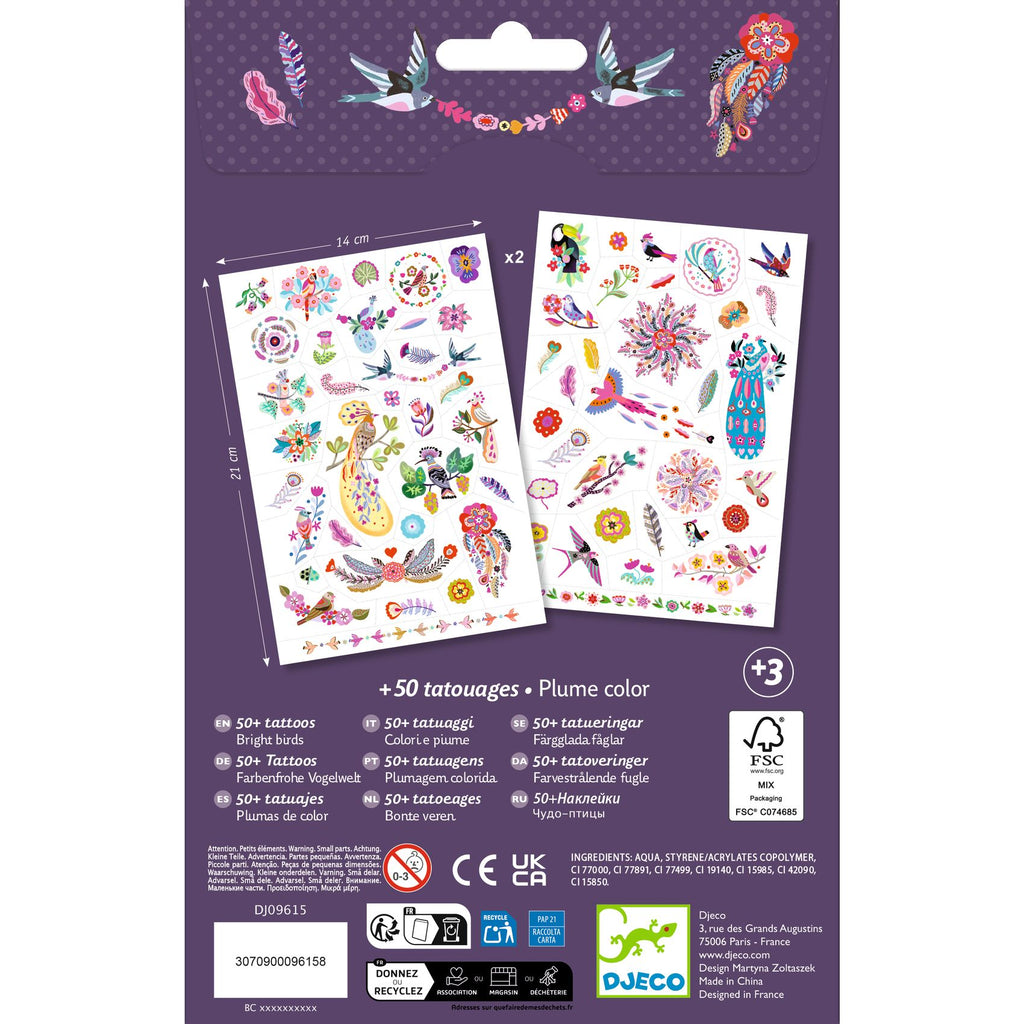Tatuaggi Temporanei - Piuma Colorata