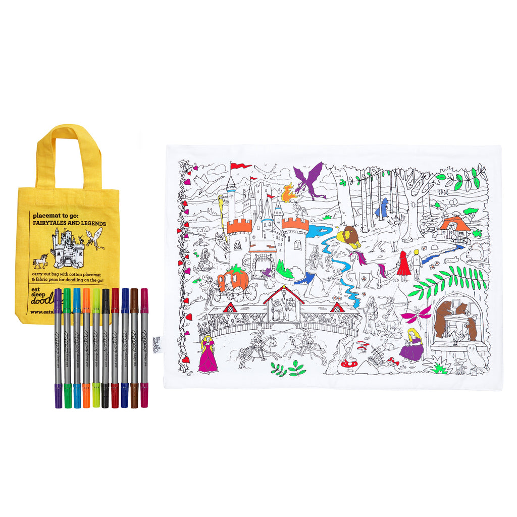 Tovaglietta 33 x 47 cm Con 10 Pennarelli Lavabili - Favole - Eatsleepdoodle - immagine 2