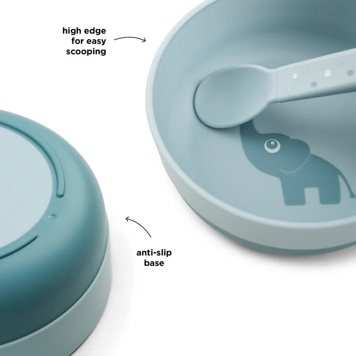 Ciotola In Plastica 100% PP Alimentare con Base Antiscivolo - Elefante Blu