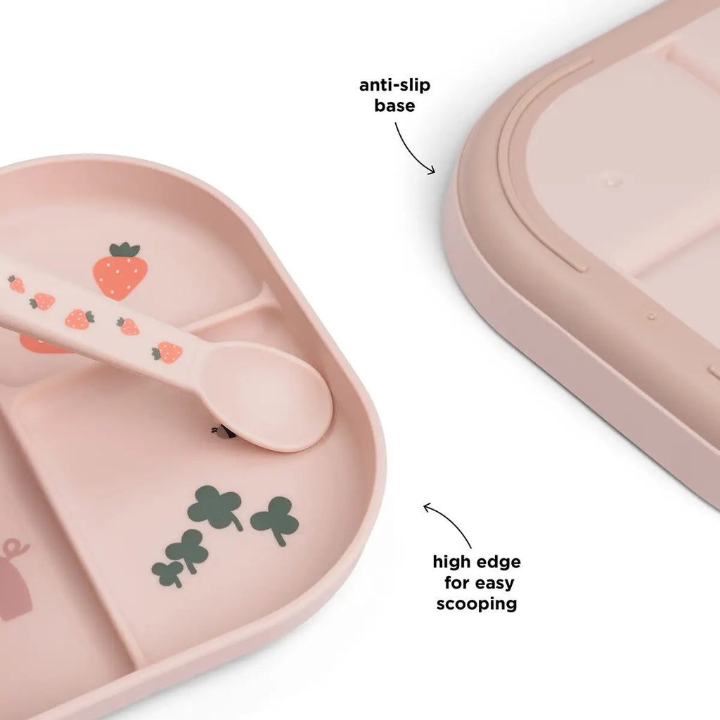 Piatto A Scomparti In Plastica 100% PP Alimentare con Base Antiscivolo - Cipria