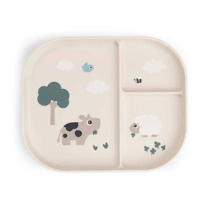 Piatto A Scomparti In Plastica 100% PP Alimentare con Base Antiscivolo - Sabbia