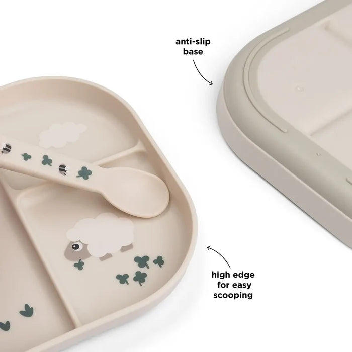 Piatto A Scomparti In Plastica 100% PP Alimentare con Base Antiscivolo - Sabbia