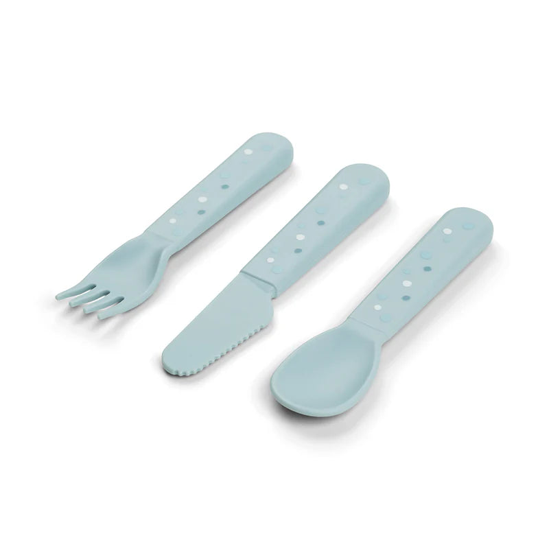 Set Posate  Da Apprendimento 100% PP Alimentare - Dots Blu