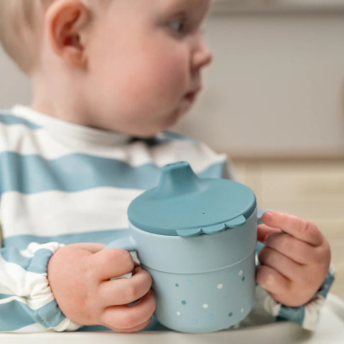 Bicchiere Con Tappo Con Beccuccio e Manici - Dots Blu