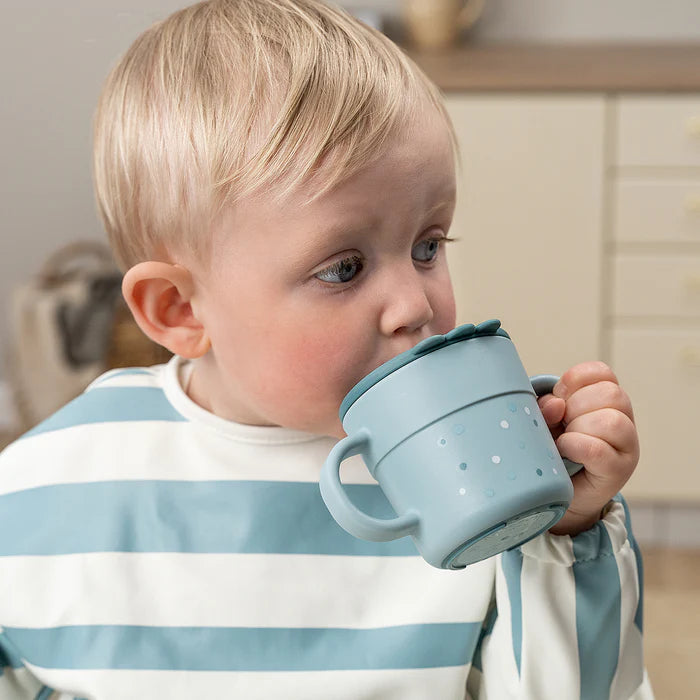 Bicchiere Con Tappo Con Beccuccio e Manici - Dots Blu