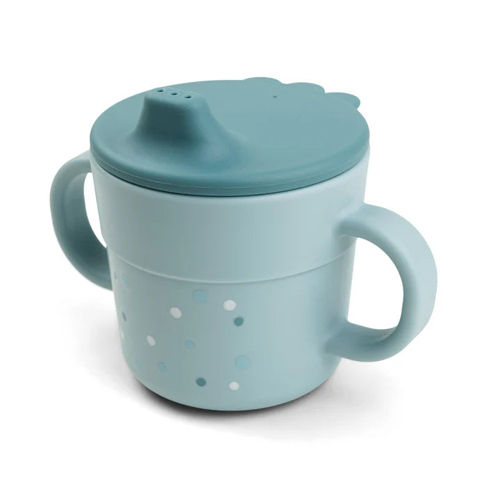 Bicchiere Con Tappo Con Beccuccio e Manici - Dots Blu
