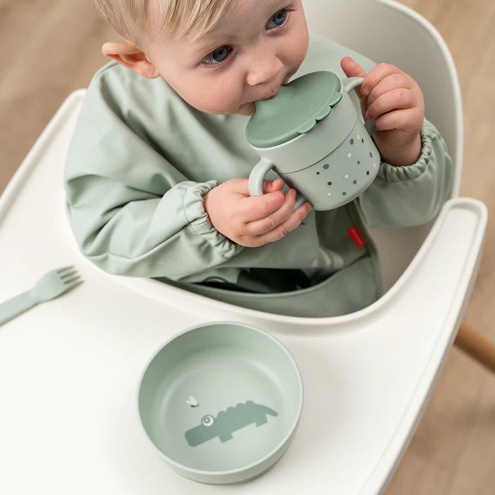 Bicchiere Con Tappo Con Beccuccio e Manici - Dots Verde