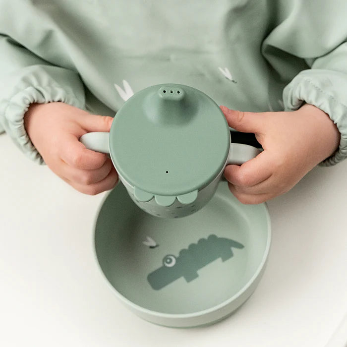 Bicchiere Con Tappo Con Beccuccio e Manici - Dots Verde