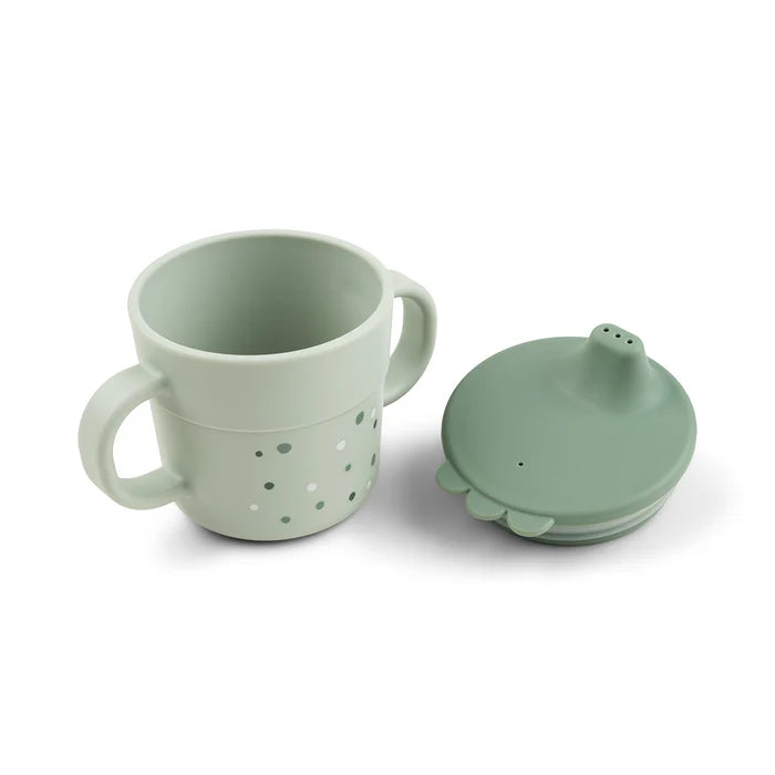 Bicchiere Con Tappo Con Beccuccio e Manici - Dots Verde