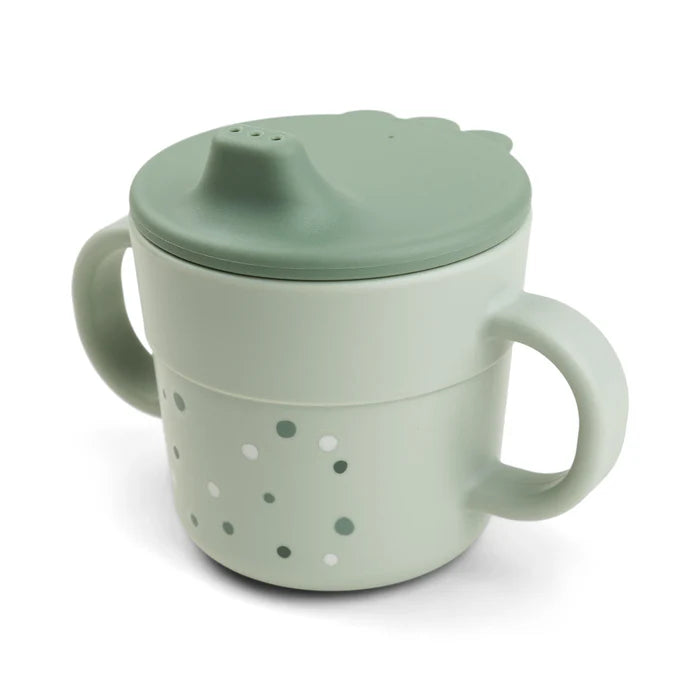 Bicchiere Con Tappo Con Beccuccio e Manici - Dots Verde