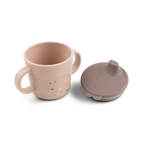 Bicchiere Con Tappo Con Beccuccio e Manici - Dots Cipria