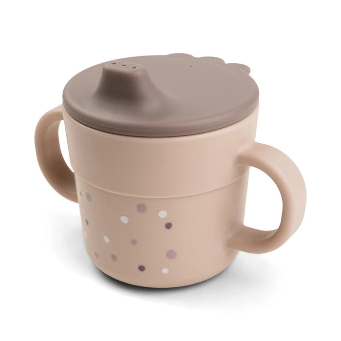 Bicchiere Con Tappo Con Beccuccio e Manici - Dots Cipria