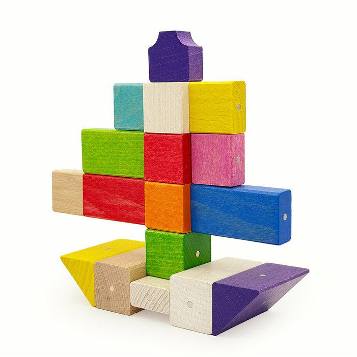 Mini Set Blocchi Magnetici Di Legno - 17 Pezzi