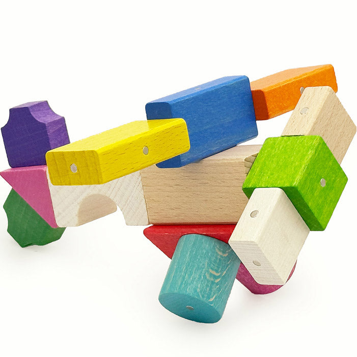 Mini Set Blocchi Magnetici Di Legno - 50 Pezzi