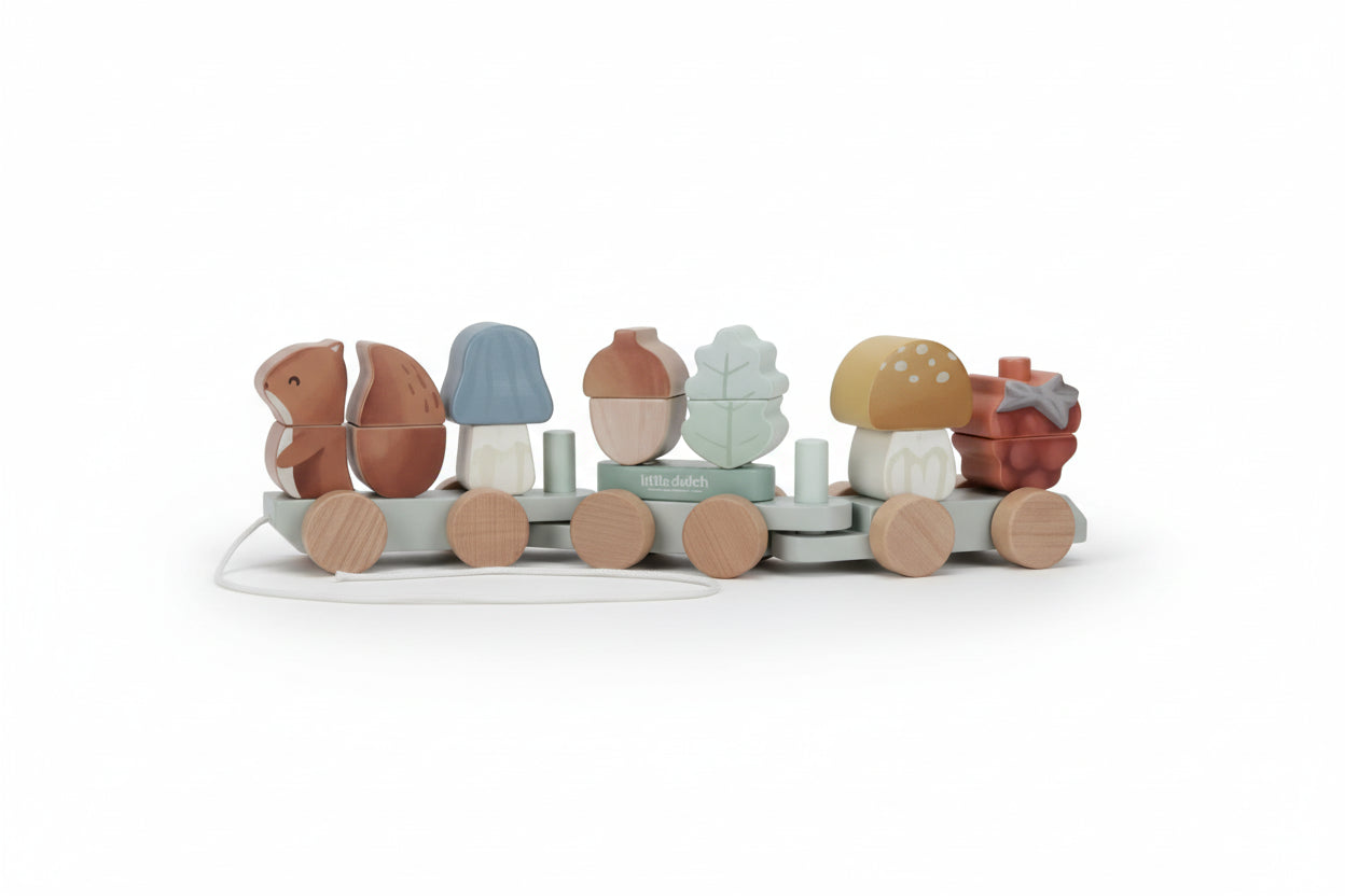 Trenino Con Costruzioni In Legno - Scoiattolo