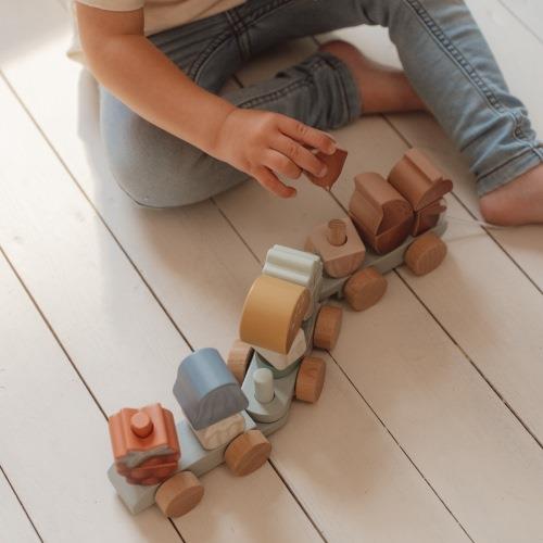 Trenino Con Costruzioni In Legno - Scoiattolo