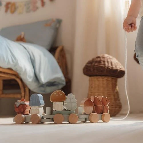 Trenino Con Costruzioni In Legno - Scoiattolo