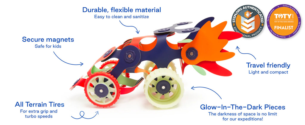 Mars Rovers Glow in the Dark – 29 pezzi, gioco magnetico STEAM - Clixo