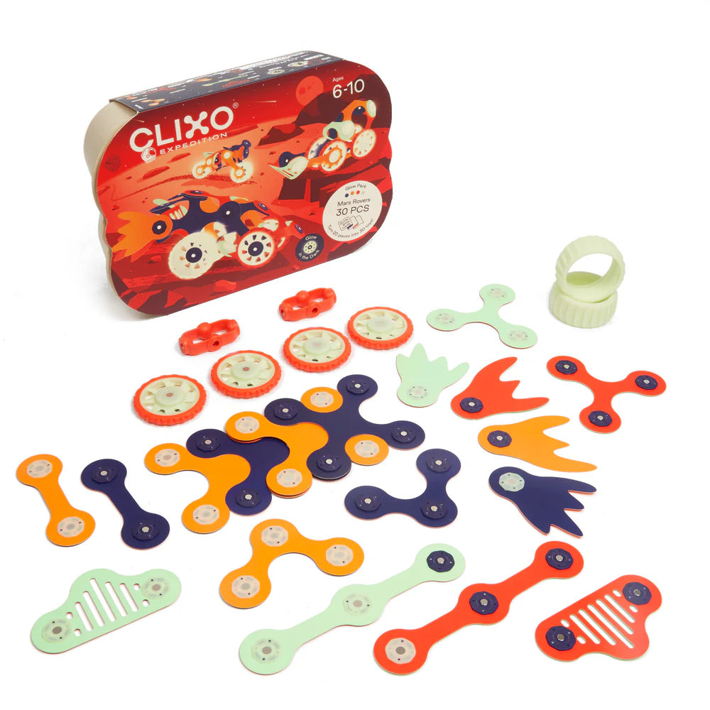 Mars Rovers Glow in the Dark – 29 pezzi, gioco magnetico STEAM - Clixo
