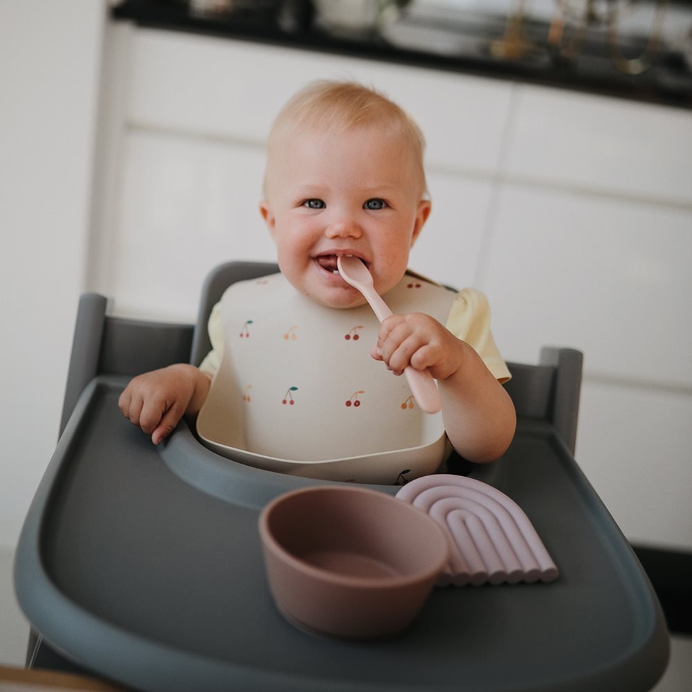 Bavaglino In Silicone Con Tasca -  Ciliegie