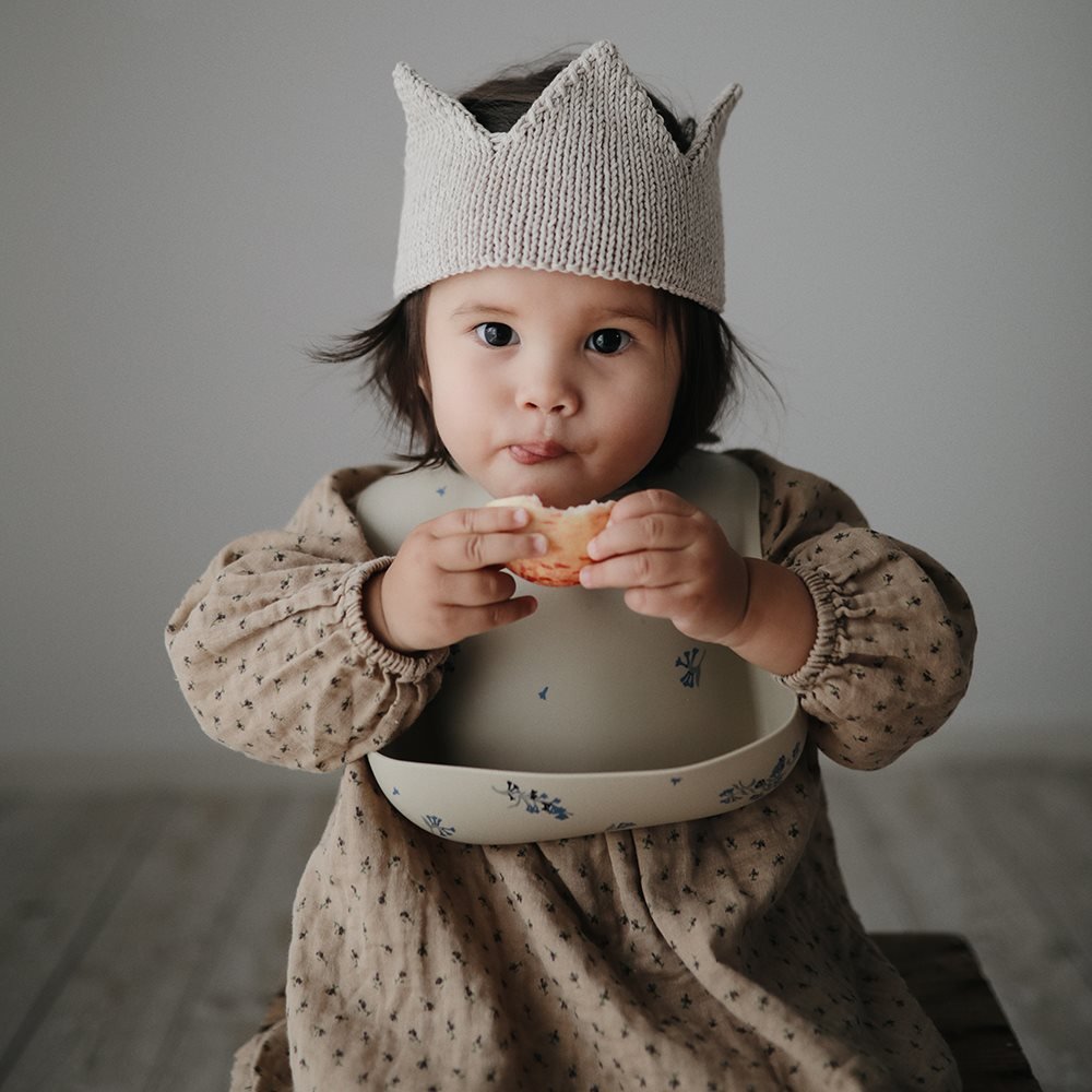 Bavaglino In Silicone Con Tasca - Fiori Lilac