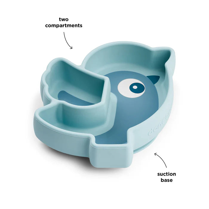 Piatto A Scomparti In Silicone Con Ventosa - Uccellino Blu