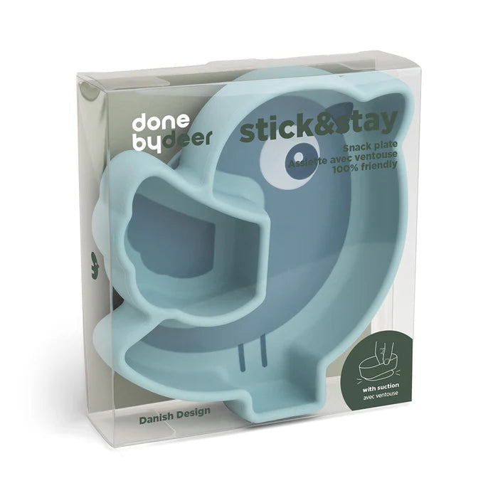 Piatto A Scomparti In Silicone Con Ventosa - Uccellino Blu