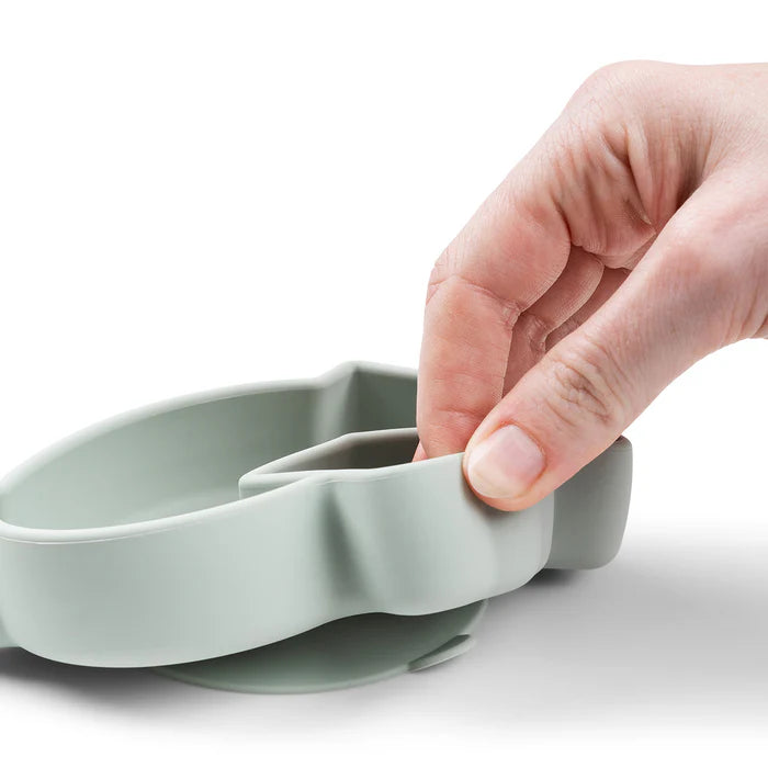 Piatto A Scomparti In Silicone Con Ventosa - Uccellino Verde