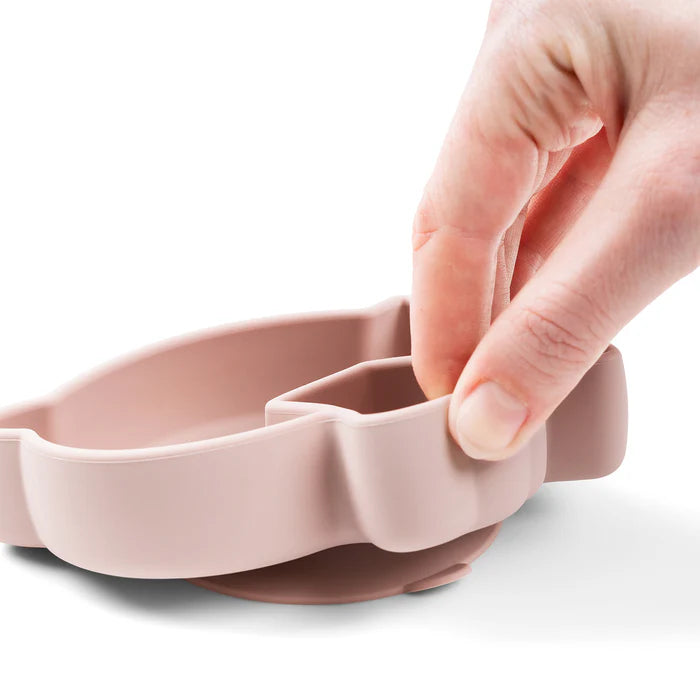Piatto A Scomparti In Silicone Con Ventosa - Uccellino Cipria
