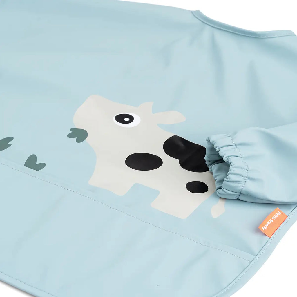 Bavaglino A Maniche Lunghe Impermeabile Con Tasca - Tiny Farm - Blu