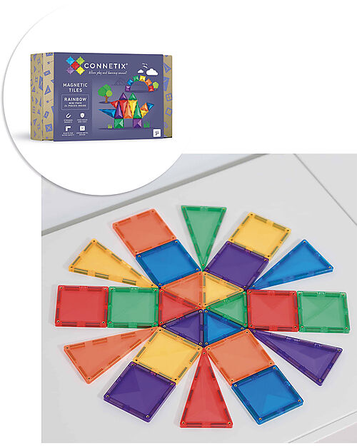 Tessere Magnetiche - 24 Pezzi - Arcobaleno - 100% Plastica ABS Atossica