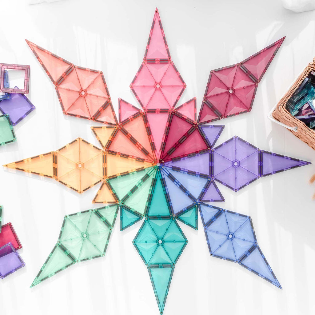 Tessere Magnetiche - 40 Pezzi - Pastello Geometry - 100% Plastica ABS Atossica
