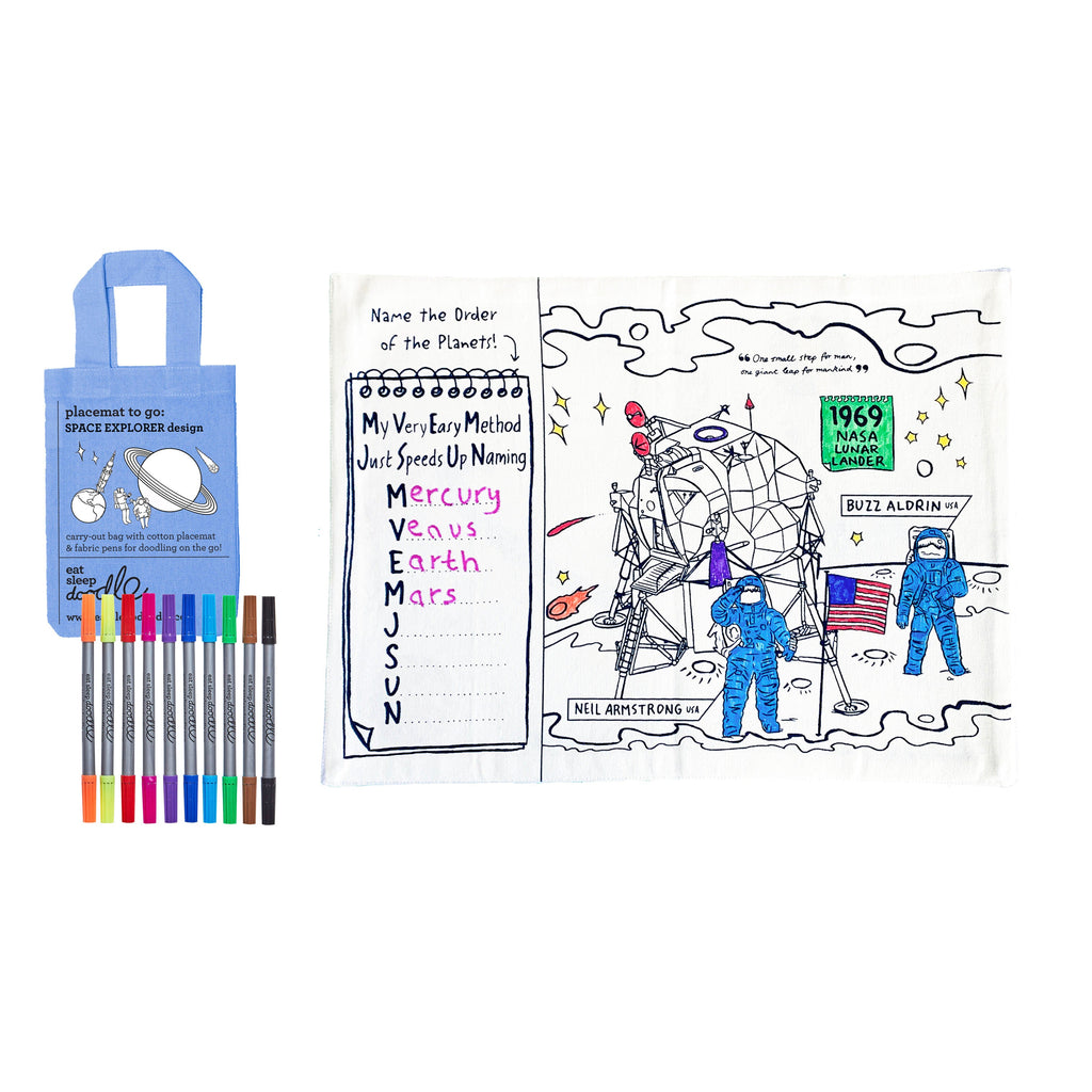 Tovaglietta 33 x 47 cm Con 10 Pennarelli Lavabili - Spazio - Eatsleepdoodle - immagine 6