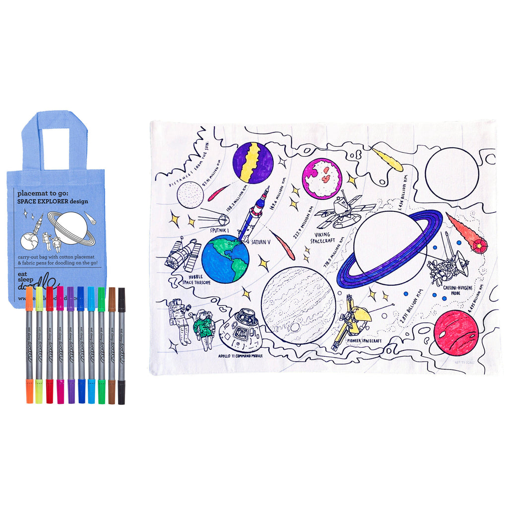 Tovaglietta 33 x 47 cm Con 10 Pennarelli Lavabili - Spazio - Eatsleepdoodle - immagine 2