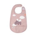 Bavaglino Impermeabile Con Tasca Tapiro Rosa  - Chiusura in Velcro